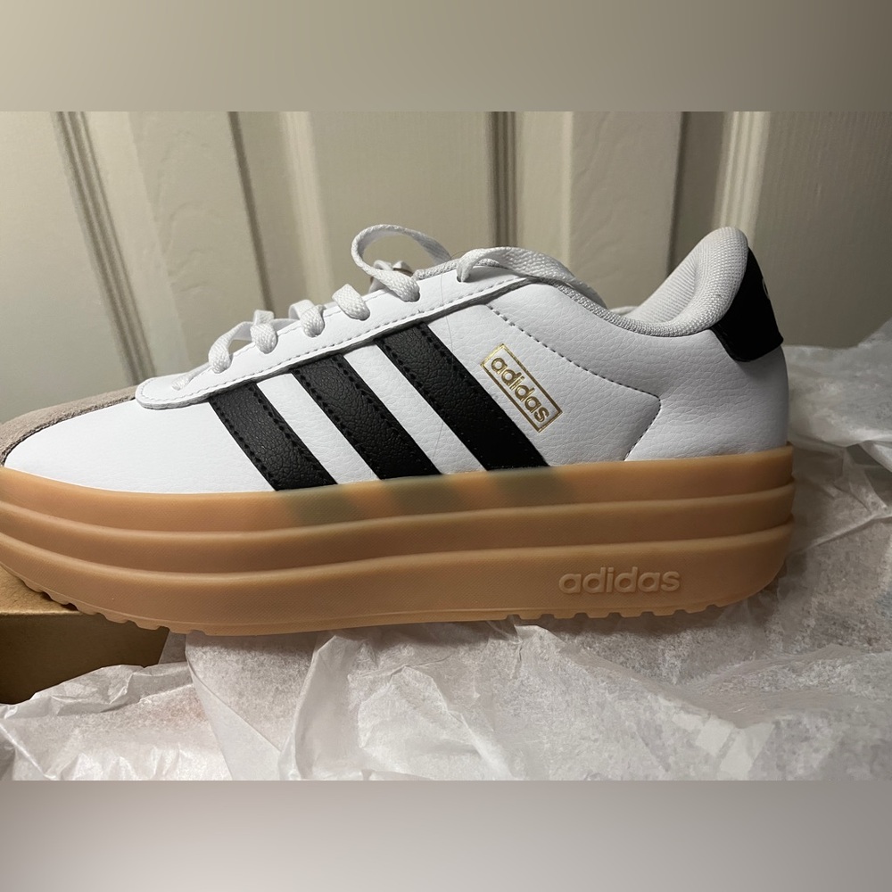 Adidas VL Court Bold Skateboarding Shoes - Black, White, Tan